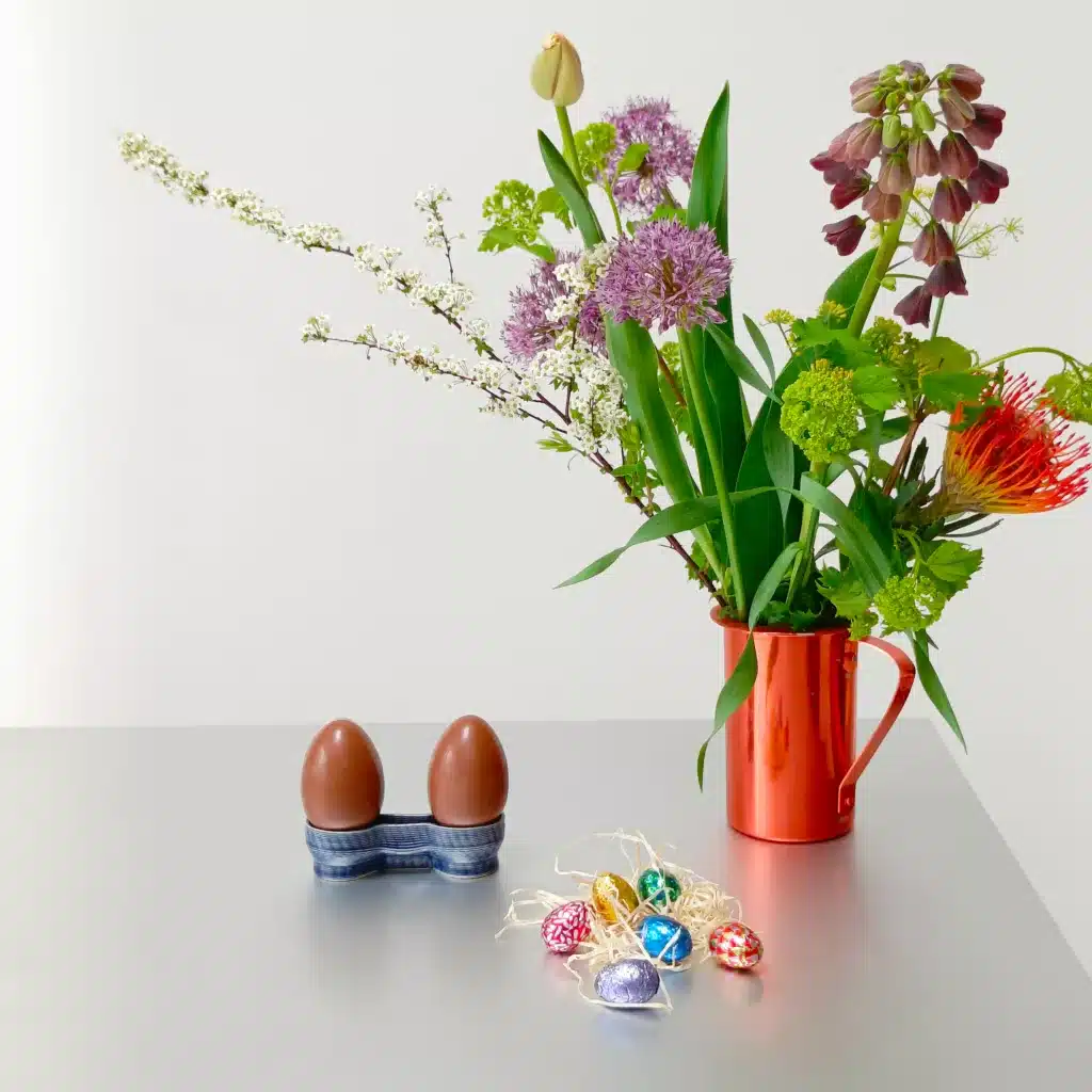 Kypello duo ceramic egg cup yellow blue 3D printed Brussels Studio Minimetre